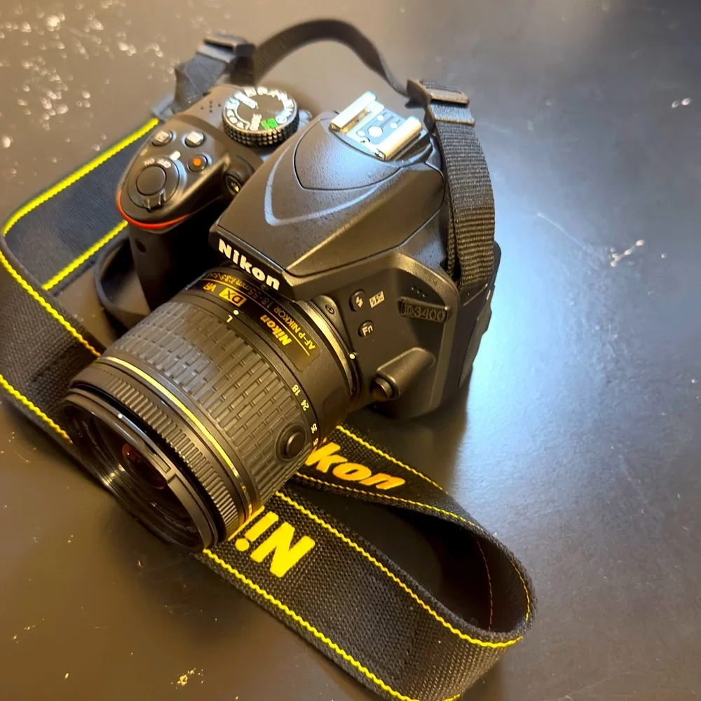 Nikon D3400 24.2MP DSLR Camera 18-55mm VR Lens Nikon 70-300mm Lens-16GB